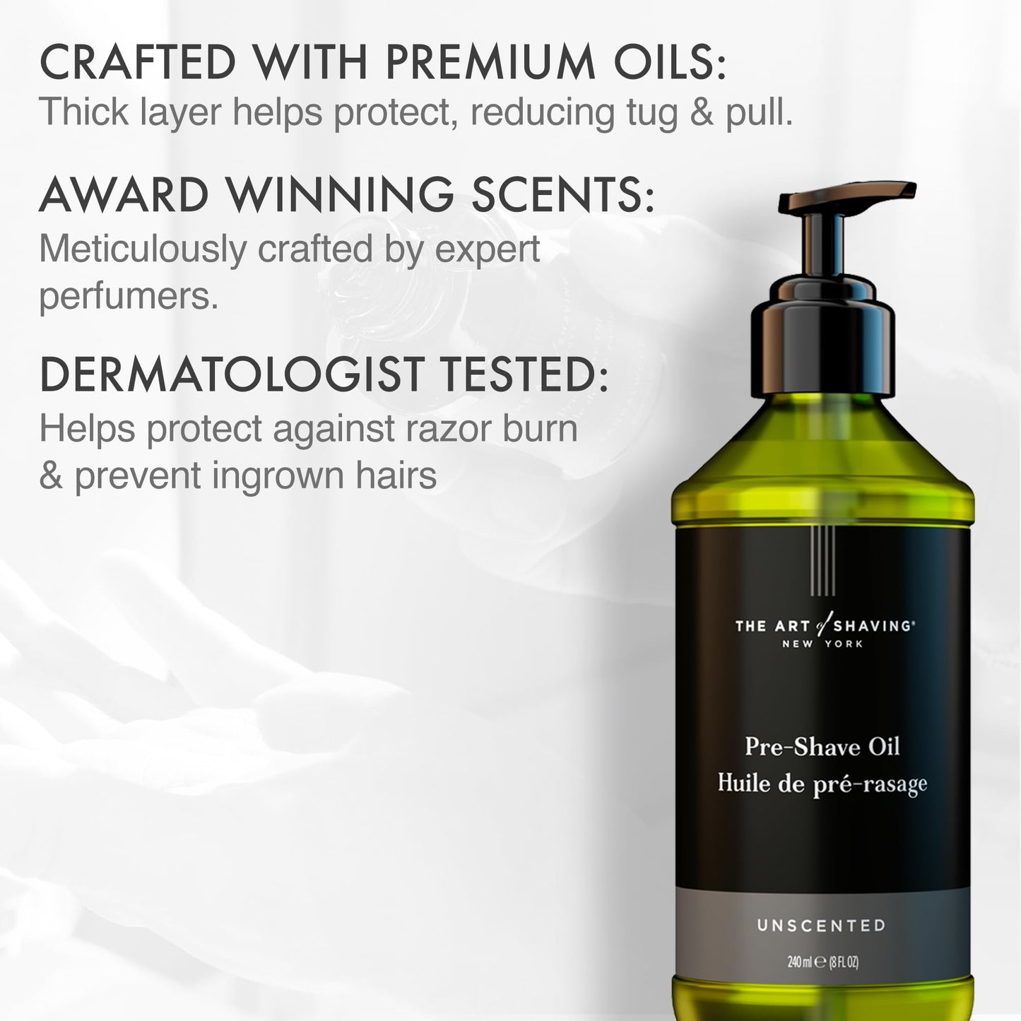 The Art Of Shaving Unscented Pre-Shave Oil For Men – Clinically Tested For Sensitive Skin – Improves Razor Glide For a Close, Comfortable Shave – 8.1 oz