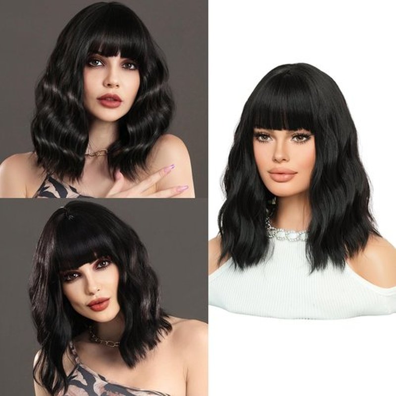 7JHH WIGS Long Wavy Costume Wigs Cosplay Mermaid wig for Women Halloween Party Used High Temperature Heat Resistant Fiber Natural Hairline Cos I Love Lucy Wig (14in, Natural Black Wigs)