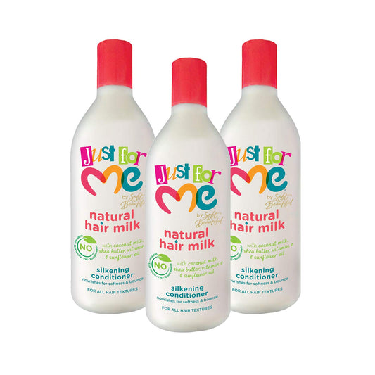 Just For Me Natural Hair Milk Conditioner – Nourishing Silkening Formula with Coconut Milk & Shea Butter, 3 Pack (13.5 oz)
