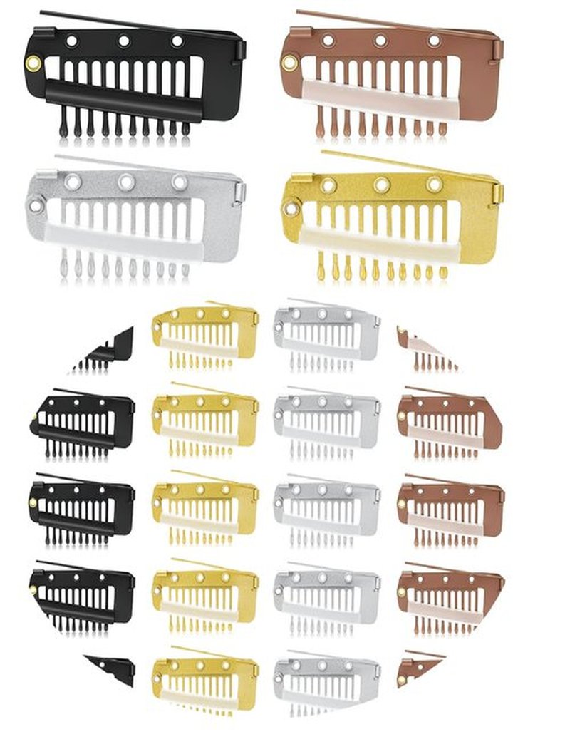 24pcs Chunni Clips with Safety Pins, Snap-comb Hair Clips for Dupatta Turban Scarf Wedding Veil Wig Piece, Clip for Securing the Headscarf