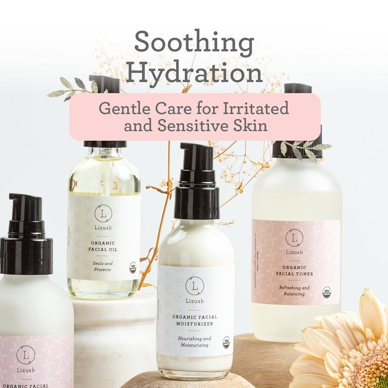 Lizush Organic Handmade Facial Products - Facial Cleanser, Toner, Moisturizer, Oil for a Healthy and Glowing Complexion - Complete Skin Care Products for Daily Use (Facial Moisturizer)