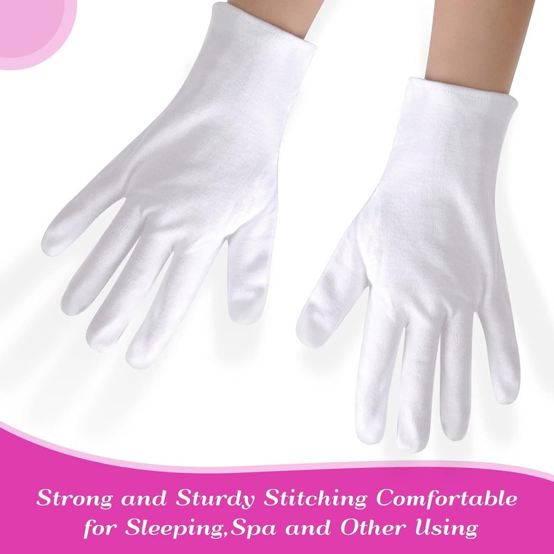 Paxcoo 12 Pairs XL White Cotton Gloves - Moisturizing Hand Spa & Eczema Care