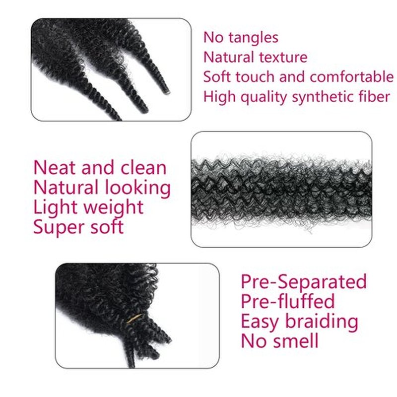 Marley Hair 16 Inch 3 Packs Cuban Twist Hair Marley Twist Braiding Hair Black Springy Afro Twist Hair Pre Fluffed Spring Twist Hair Synthetic Curly Braiding Hair Extensions for Black Women