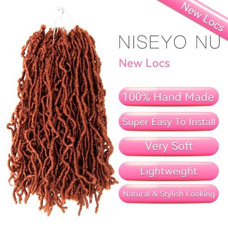 8 Inch Soft Locs Crochet Hair 6 Packs Short Straight Pre-looped New Faux Locs Crochet Hair, 350#(Ginger Red)