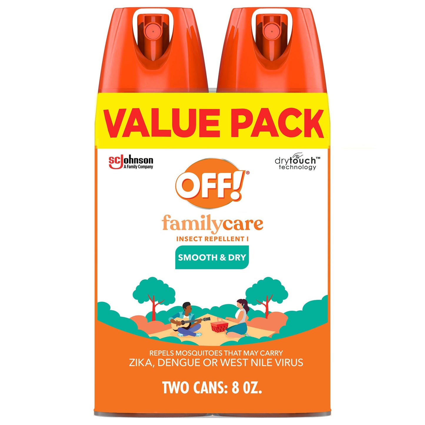 OFF! Family Care Mosquito & Tick Repellent Aerosol, Bug Spray Containing 15% DEET, Smooth & Dry Bug Spray, 4 Oz (Pack of 2)
