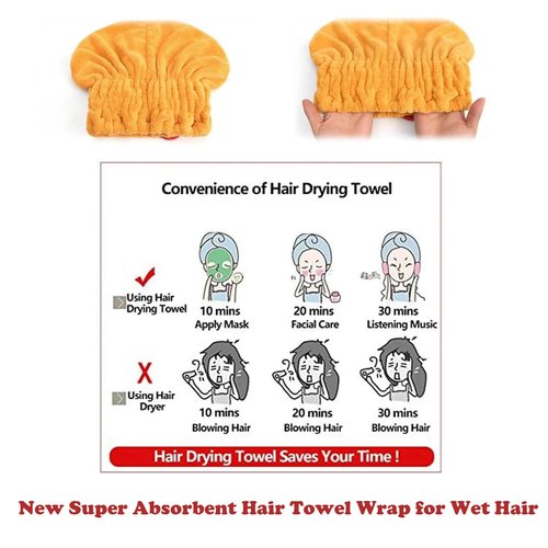 MYNOCK New Super Absorbent Hair Towel Wrap for Wet Hair, Efficient Hair Towel, Soft Absorbent Quick Drying Cap with Bow-Knot,Microfiber Super Absorbent Hair Towel Wrap (red, 1pcs)
