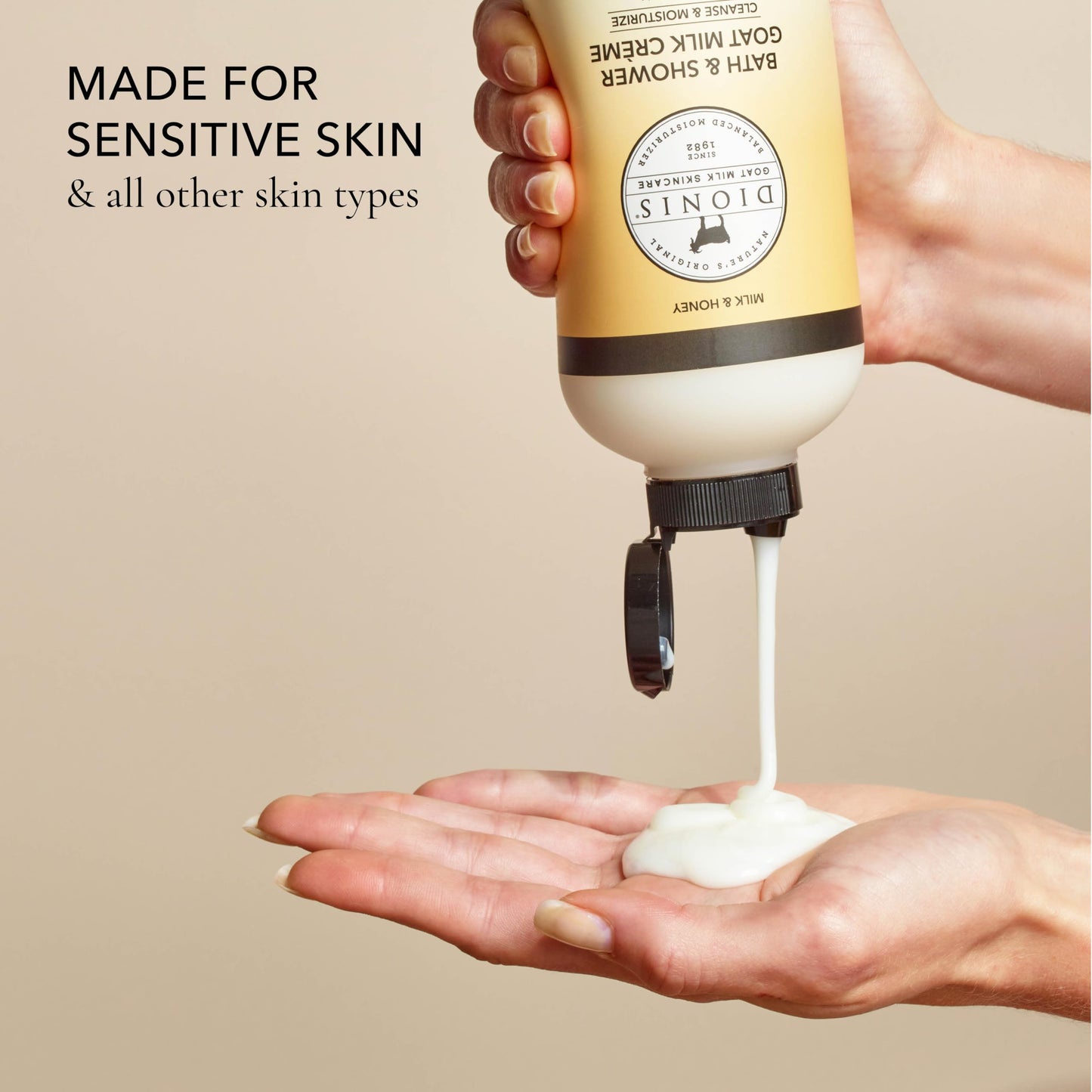 Dionis Goat Milk Bath & Shower Creme - Moisturizing Body Wash for Dry and Sensitive Skin with Goat Milk & Chamomile Extract - Milk & Honey 14.5 oz