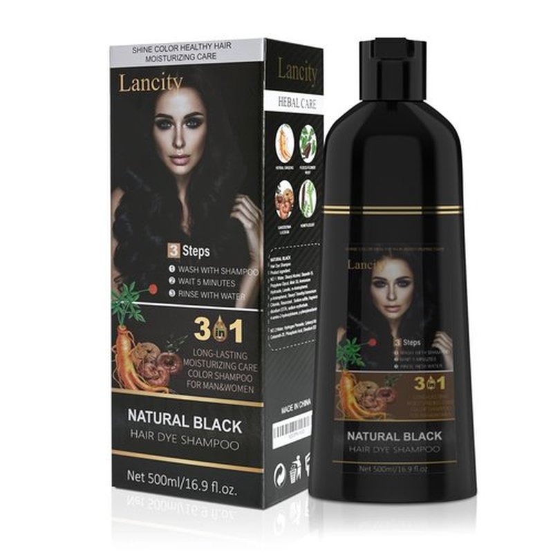 Lancity Hair Dye Shampoo 3-In-1 Hair Color Shampoo Instant Coloring Gray Hair Coverage Nature Herbal treated for Men and Women (500mL,17.6 Fl Oz)