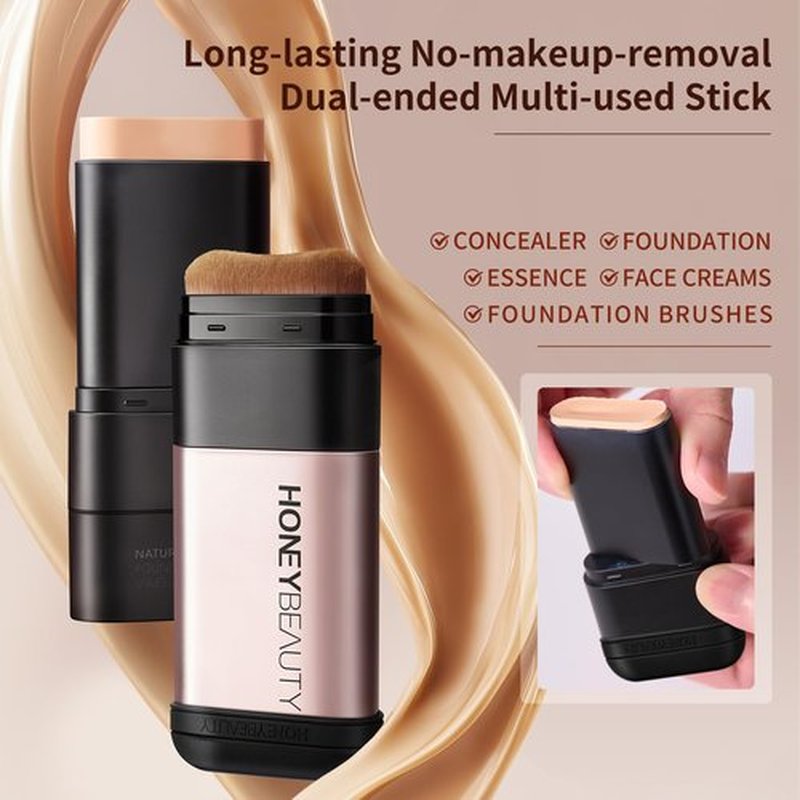 zeesea [Honey Beauty] Multi-Use Makeup Foundation Stick, Essence, Concealer, Face Creams, Foundation with Foundation Brushes, Long-lasting Smooth Skin Coverage, Natural Beige, 0.45oz (12.8g)