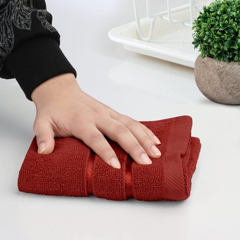 Utopia Towels - 12 Pack Viscose Luxury Wash Cloths Set (12 x 12 Inches) Cotton Ring Spun, Highly Absorbent and Soft Feel Essential Washcloths for Bathroom, Face Towel, Gym and Spa (Red)