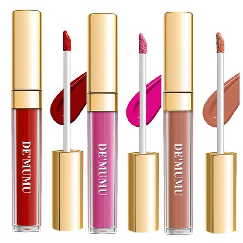 DE'MUMU 3Pc Matte Liquid Lipsticks for Women, Red Lipstick Nude Lisptick Pink Lipstick, Cruelty Free Long Lasting Lip Makeup (DM05+DM06+DM10)