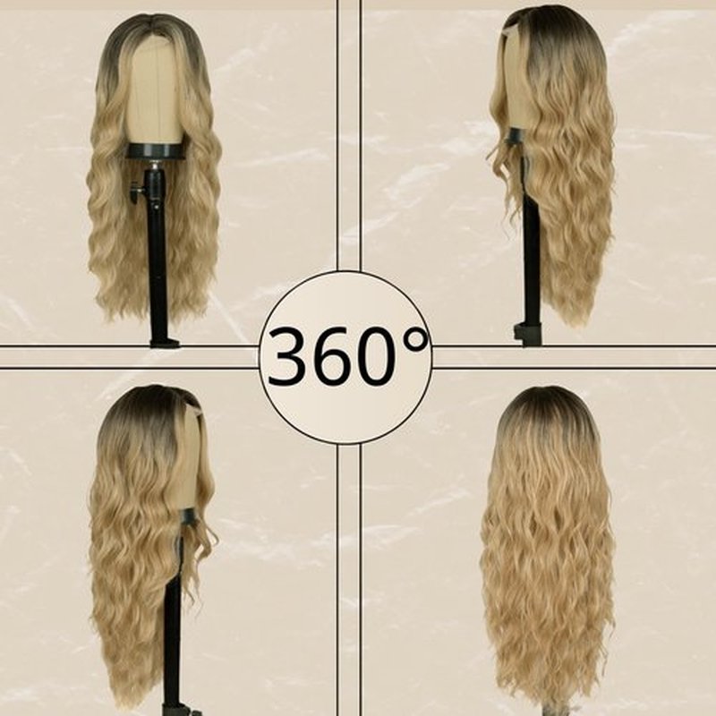 Long Ombre Blonde Wig for Women 26 Inch Middle Part Wavy Women Charming Wigs Realistic Natural Looking Synthetic Heat Resistant Fiber Wig for Daily Party Use