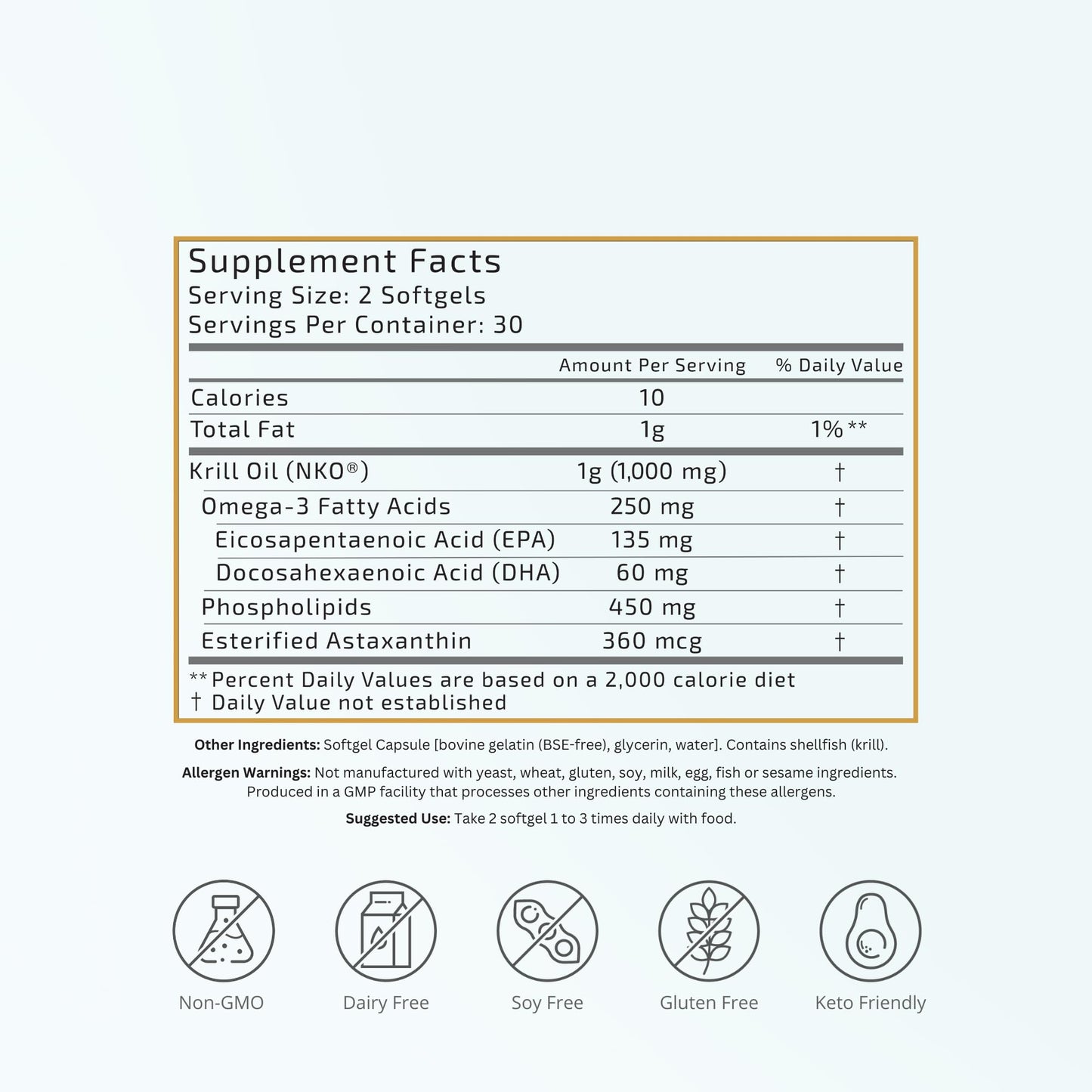VTC VitaTradingCo. Krill Omega-3 Oil Supplement | 100mg Pure Antarctic Neptune Krill Oil (NKO) | EPA & DHA Astaxanthin | Brain, Heart, Joint & Eye Support | 60 Softgels