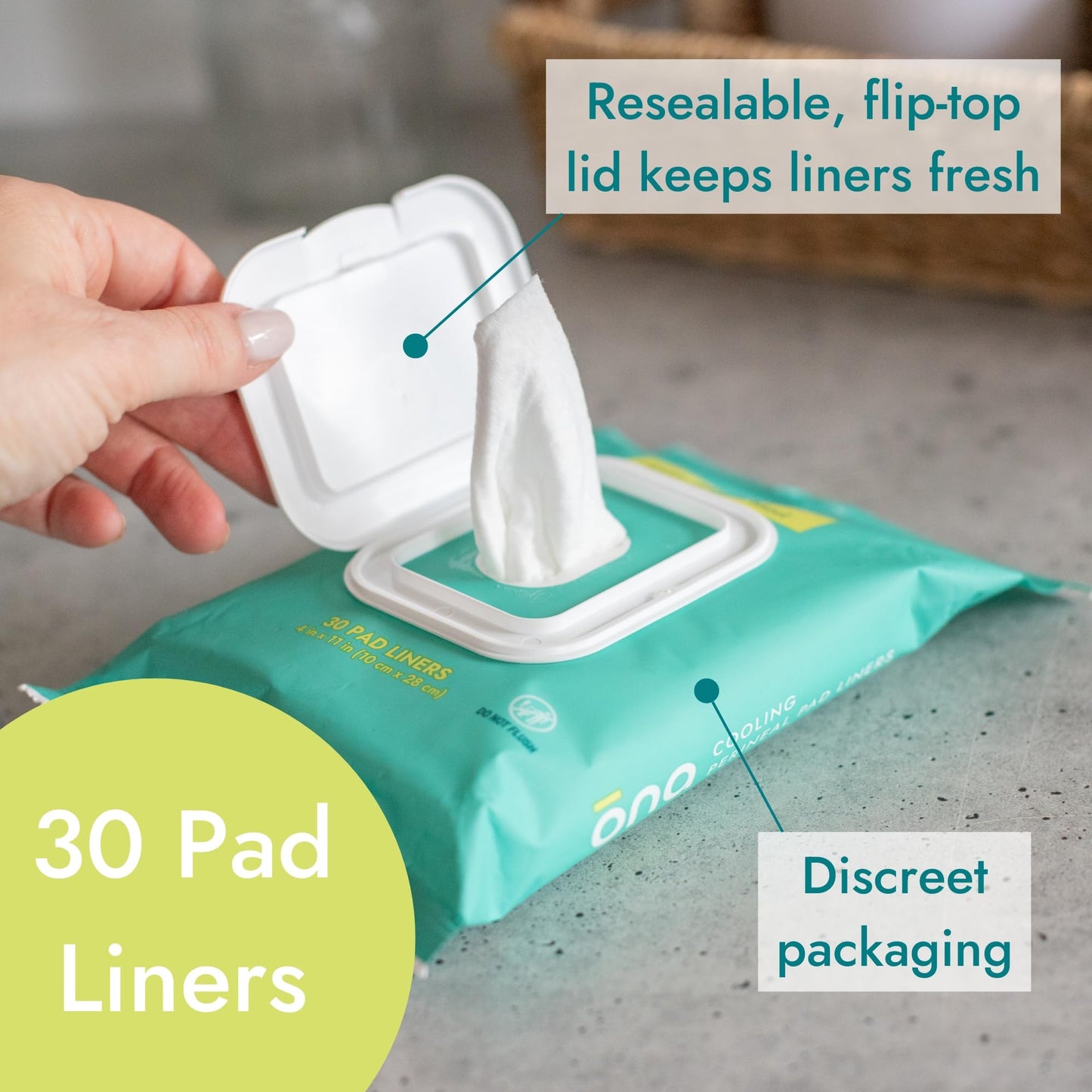 Ona Renewals Perineal Pad Panty Liners for Women - 30 Count - Fragrance-Free - Made with Soothing Witch Hazel - Extra Large Cooling Pads for Postpartum Recovery - Postpartum Essentials