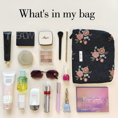 STARDW Flower Cosmetic Bags Makeup Bags for Women and Girls,Travel Makeup Bag Large Capacity Canvas Makeup Bag,Makeup Organizer Bag Zipper Pouch (Vintage Flowers)