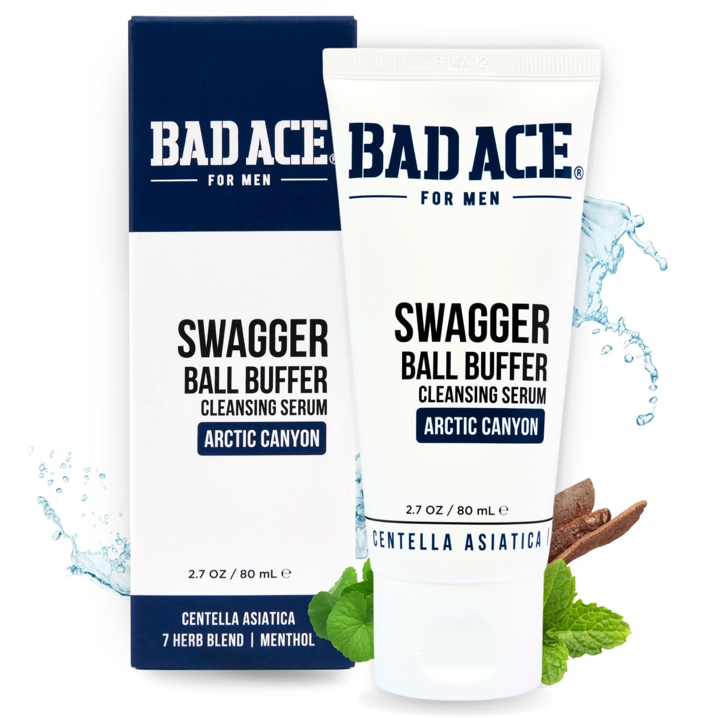 BAD ACE Swagger Ball Buffer | Rinse-Free Hygiene Cleanser & Men's Intimate Wash | Ball & Groin Wash for Mens Hygiene | Below-the-Belt Intimate Wash for Male, Odor & Sweat Control, 2.7 oz