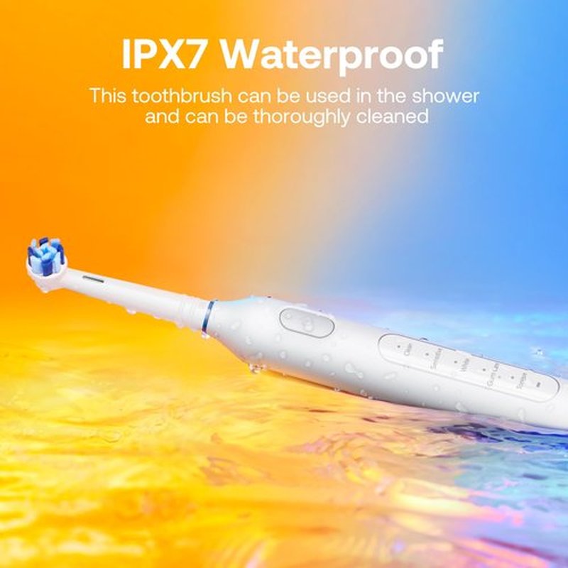 Bitvae R1 Rotating Electric Toothbrush for Adults and Kids with 60-Day Battery Life, 8 Brush Heads Rechargeable Power Toothbrush, 5 Modes, Brushing Timer, White