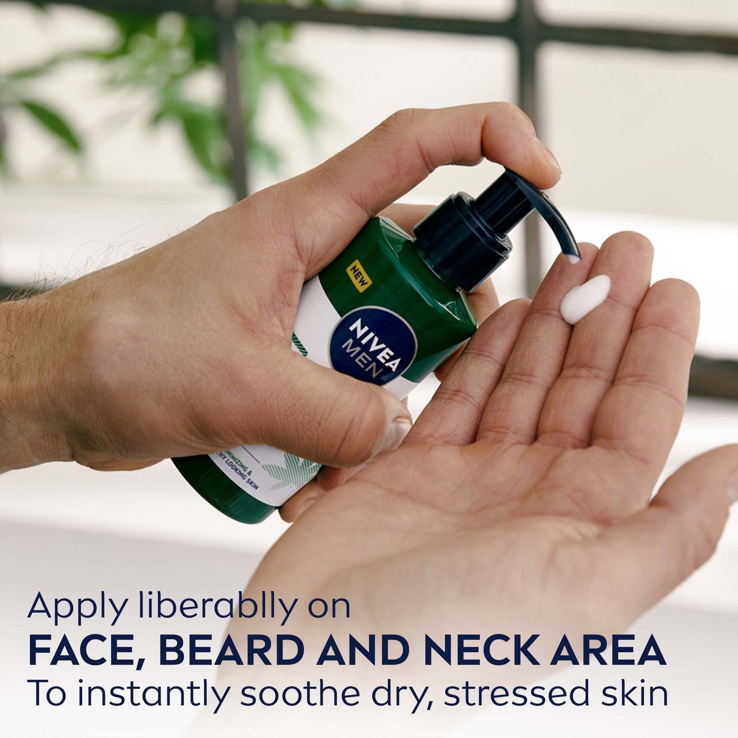 NIVEA Men Sensitive Calm Face and Beard Balm, Men's Beard Balm for Sensitive Skin, 5 fl oz pump bottle