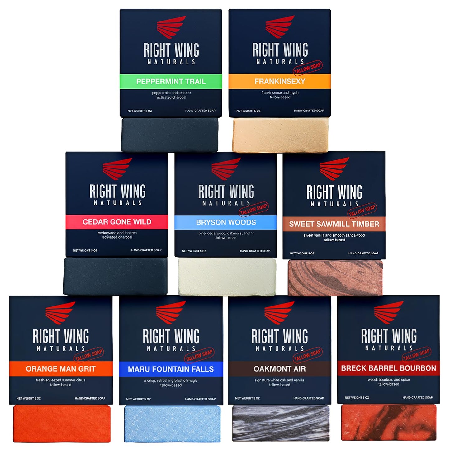 Right Wing Naturals Bar Soap Gift Set for Men | Handcrafted Cold-Pressed | Handmade Organic Soap for Men | Most Popular Flavors | Natural Scented Men’s Bar Soap| Pack of 9 Bars (UNCLE TED'S 9-PACK)