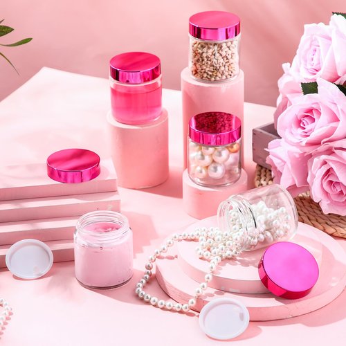 Norme 24 Pcs 4 oz Glass Jars with Lids Leakproof Round Airtight Jars Empty Cosmetic Jars with Inner Liners Lid for Storing Lotions Powder Ointments Candle Making (Rose Gold)