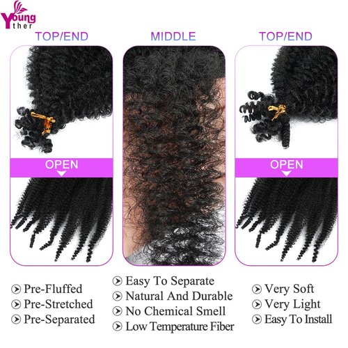 Pre-Separated Springy Afro Twist Hair 24 Inch Long 8 Packs Soft Afro Springy Twist Crochet Hair for Distressed Butterfly Locs Synthetic Marley Twist Braiding Hair Extensions for Black Women (1B#)