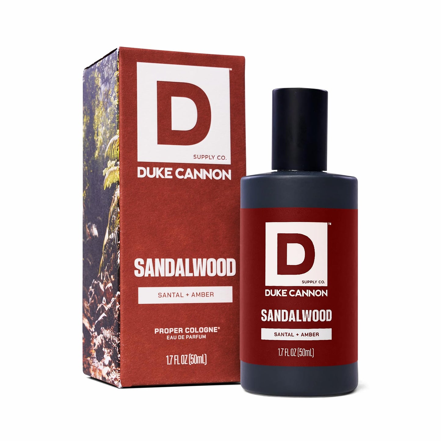Duke Cannon Supply Co. Proper Cologne Sandalwood - 1.7 fl oz - Eau de Parfum Cologne for Men - Santal + Amber Scent - Smooth, Masculine Fragrance