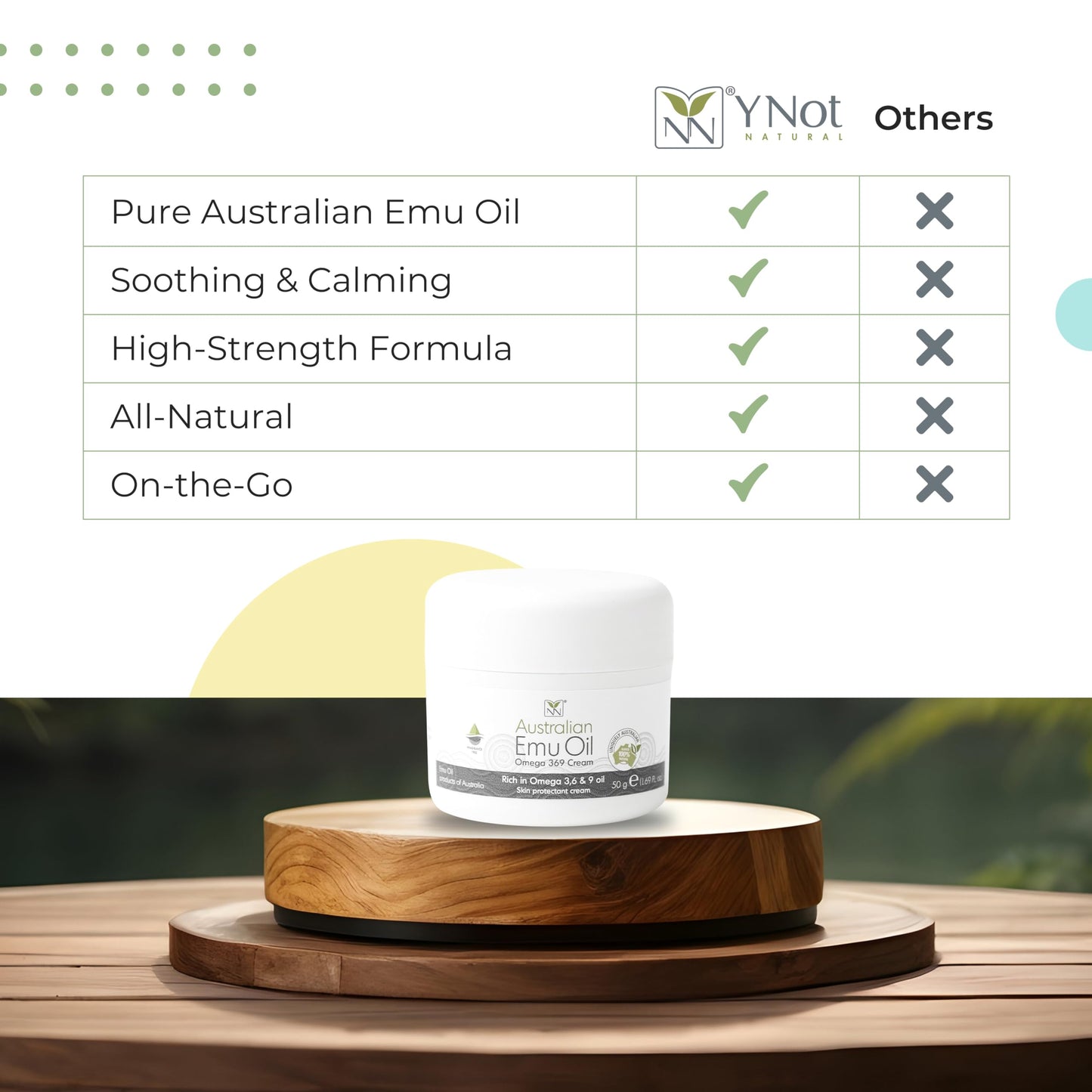 Pure Emu Oil Zinc Oxide Cream – Natural Moisturizer & Skin Protectant for Adults & Kids with Omega 3-6-9 & Shea Butter – Face & Body Cream by Y-Not Natural, 50g Travel Size