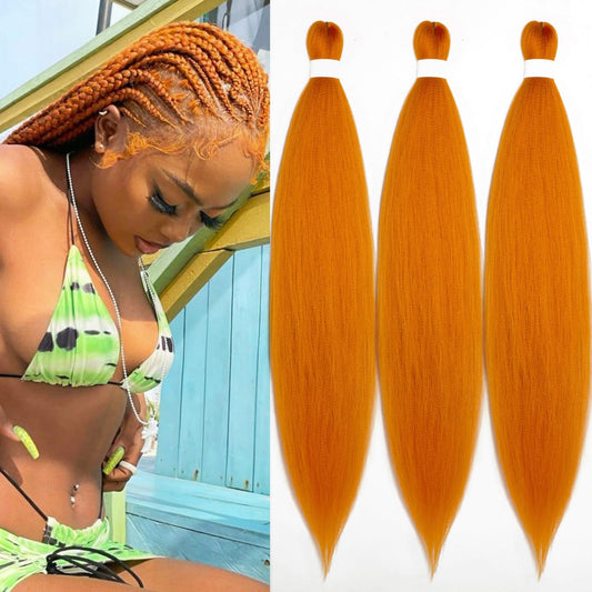 UPruyo Burnt Orange Braiding Hair Pre Stretched Kanekalo Prestretched Braiding Hair 30 inch Box Braids Colored Hair Extensions for Braiding Yaki Long Micro Knotless Braiding Hair