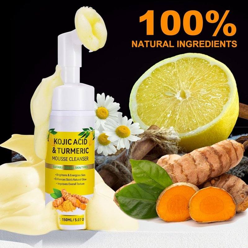 Turmeric Cleansing Mousse | Kojic Acid Facial Cleanser for Firming Skin & Deep Pore Cleanse - 150ML