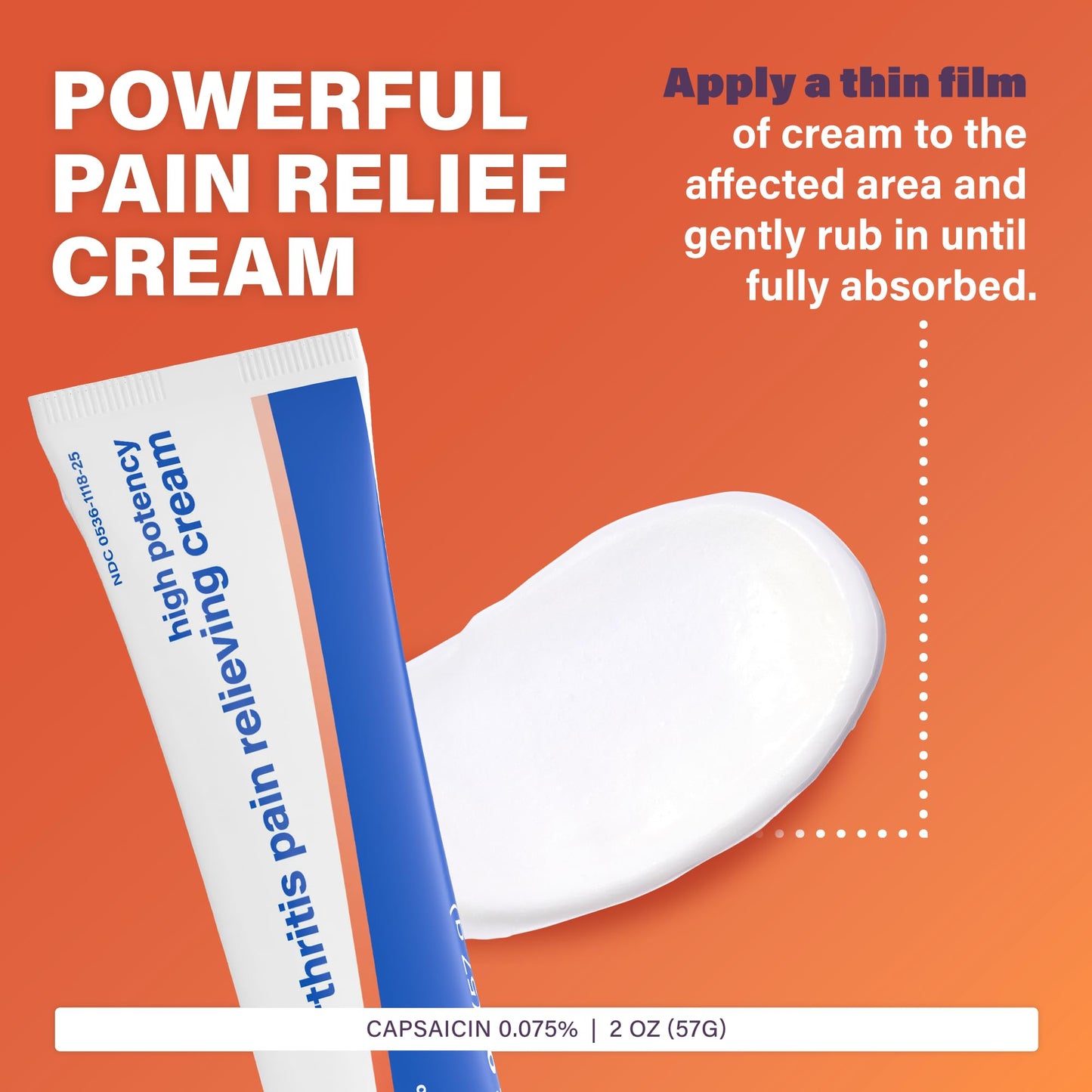 Rugby High Potency Capsaicin 0.075% Cream - Pain Relief Cream for Arthritis - 2 Oz (57g), (4 Pack)