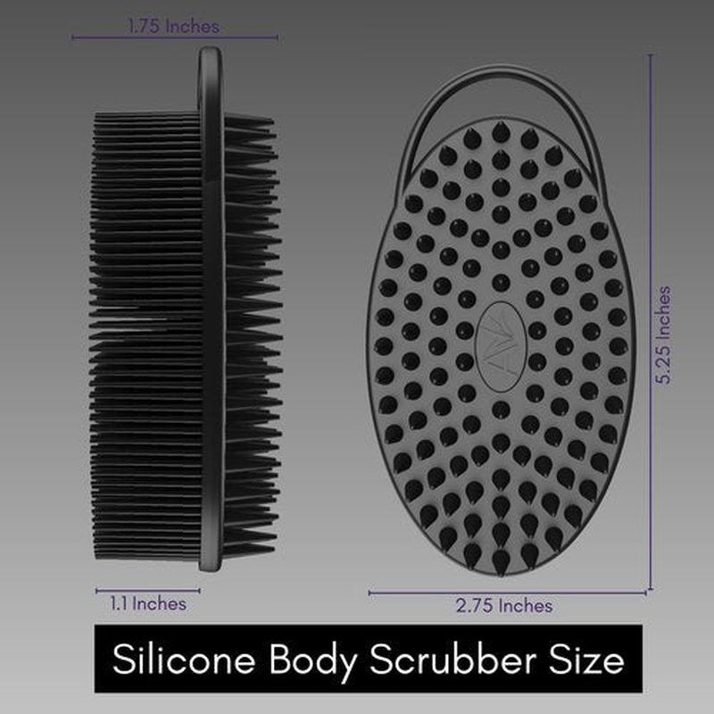 Avilana Silicone Exfoliating Body Scrubber – Dual-Sided Silicone Loofah for Shower, Body Scrubber for Men & Women, Gentle Loofa Alternative, Easy-to-Clean Silicone Body Scrubber (S3-Black)