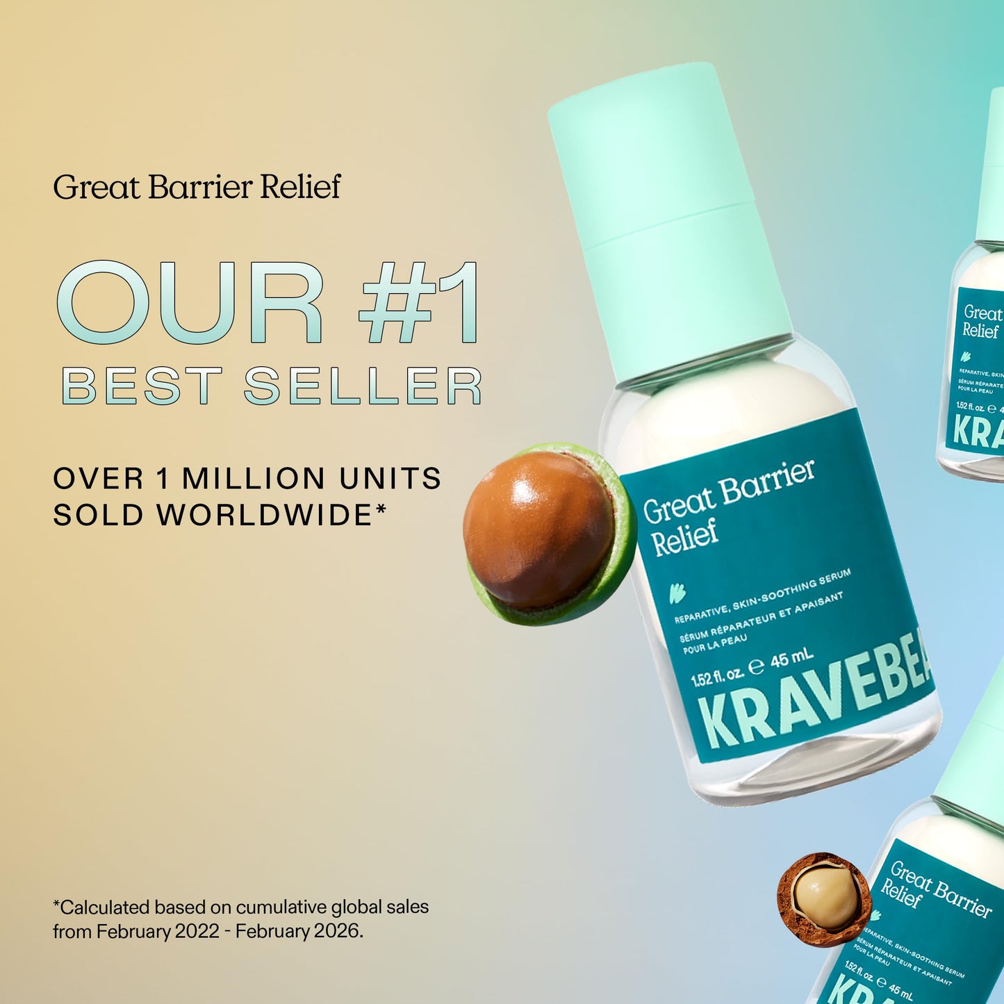 KraveBeauty Great Barrier Relief Serum for Dry or Sensitive Skin, 2 Pack, Hydrates and Repairs the Skin Barrier, Soothing Facial Serum with Ceramides & Niacinamide, Fragrance Free, 2 x 45 mL