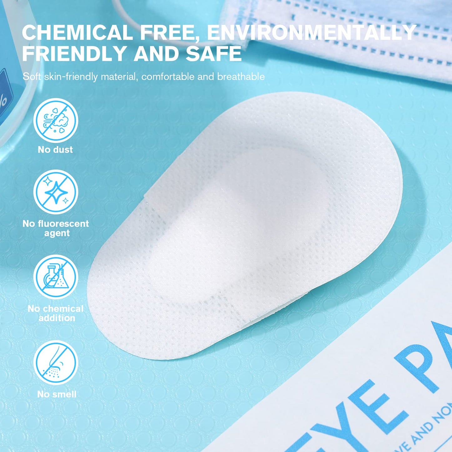 FRCOLOR 20pcs Disposable Eye Pads, Sterile Non- Woven Eye Patch Stickers Soft Self- Adhesive Cover Wound Dressings for Adults Kids