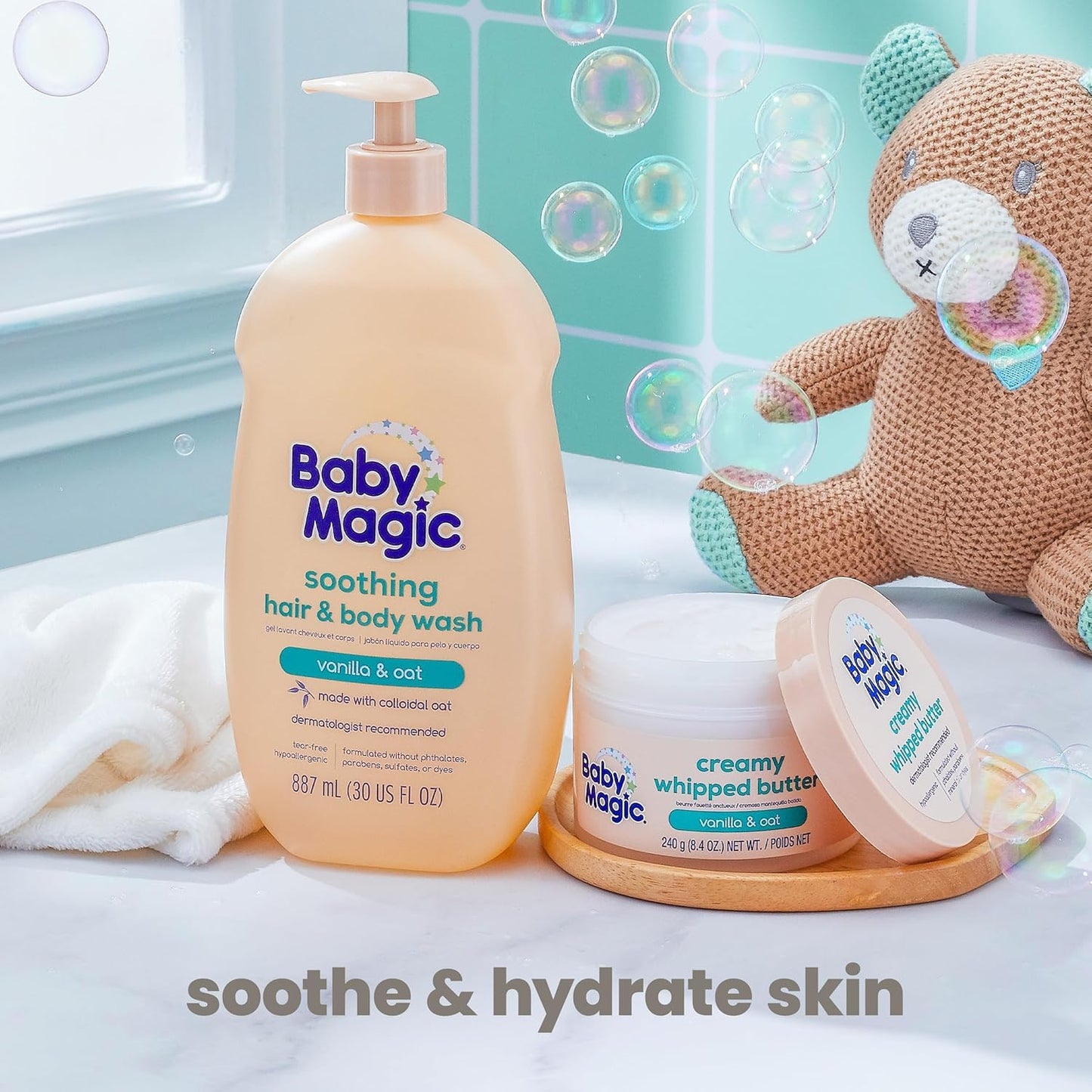 Baby Magic Creamy Whipped Butter, Vanilla & Oat, Helps Keep Skin Feeling Healthy and Baby Soft, Hypoallergenic, 8.4 fl oz.