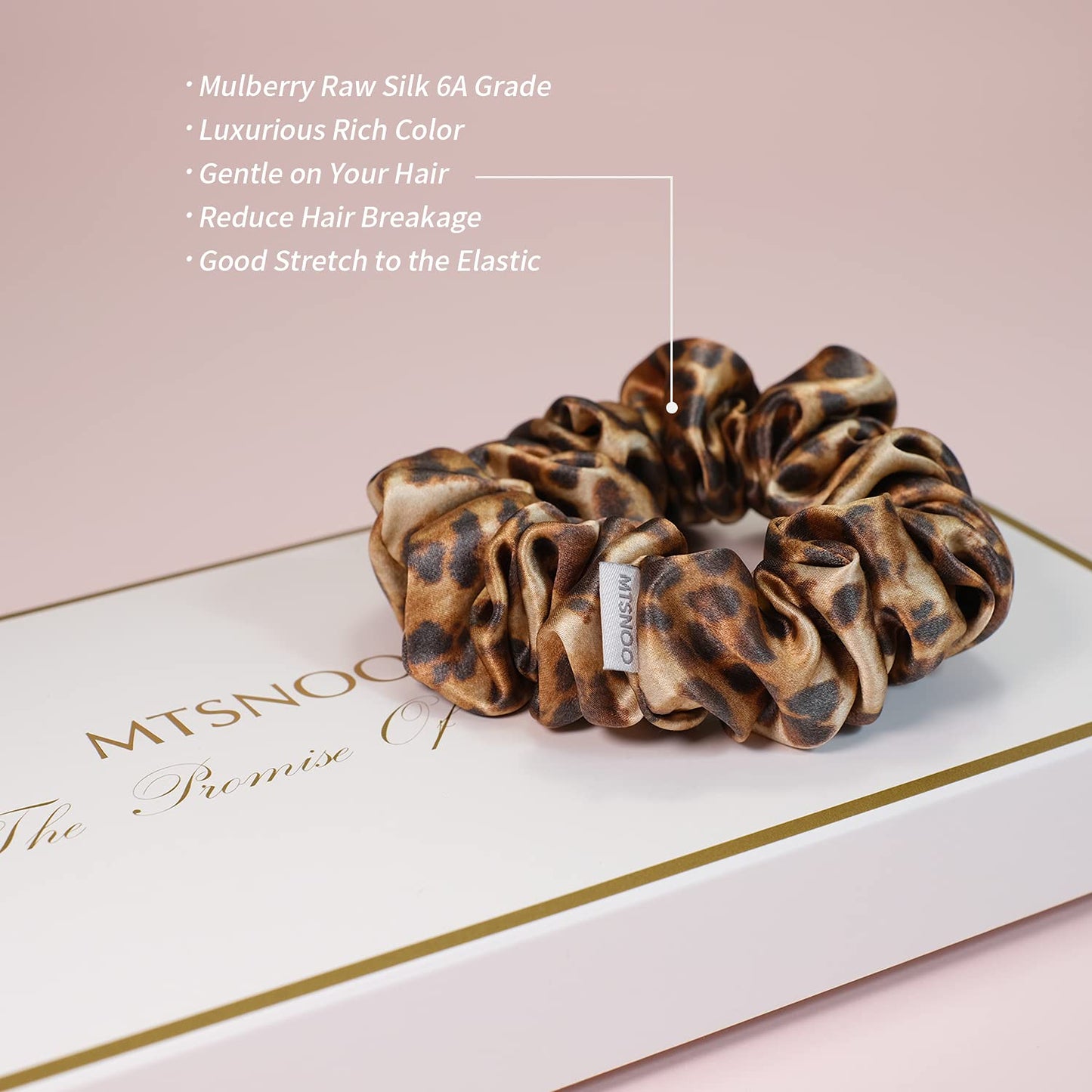 MTSNOO 100% Pure 22 Momme Mulberry Silk Scrunchies for Hair Sleep with Elastic Band - 3 Pack Curly Hair Ties Ropes Set for Women and Girls