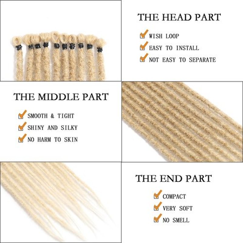 Dreadlock Extensions 20 Strands 24inch Light Brown to Blonde Soft Hippie Dreads 0.6cm Width Synthetic Loc Extensions Handmade Reggae Style Crochet Braiding Hair #MT27/613