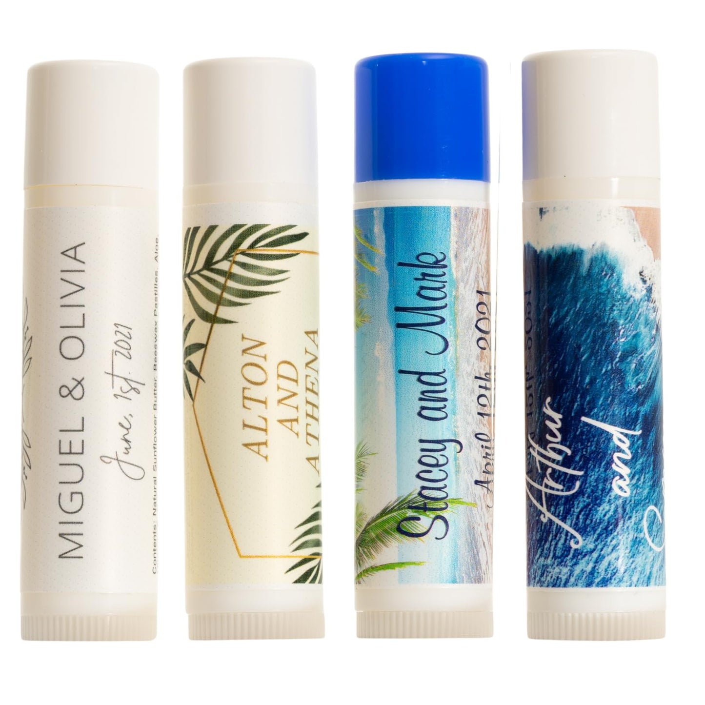 Wedding Lip Balm Favors 50 Pack | Custom Personalized Names & Date | Bulk Wedding Party Favors