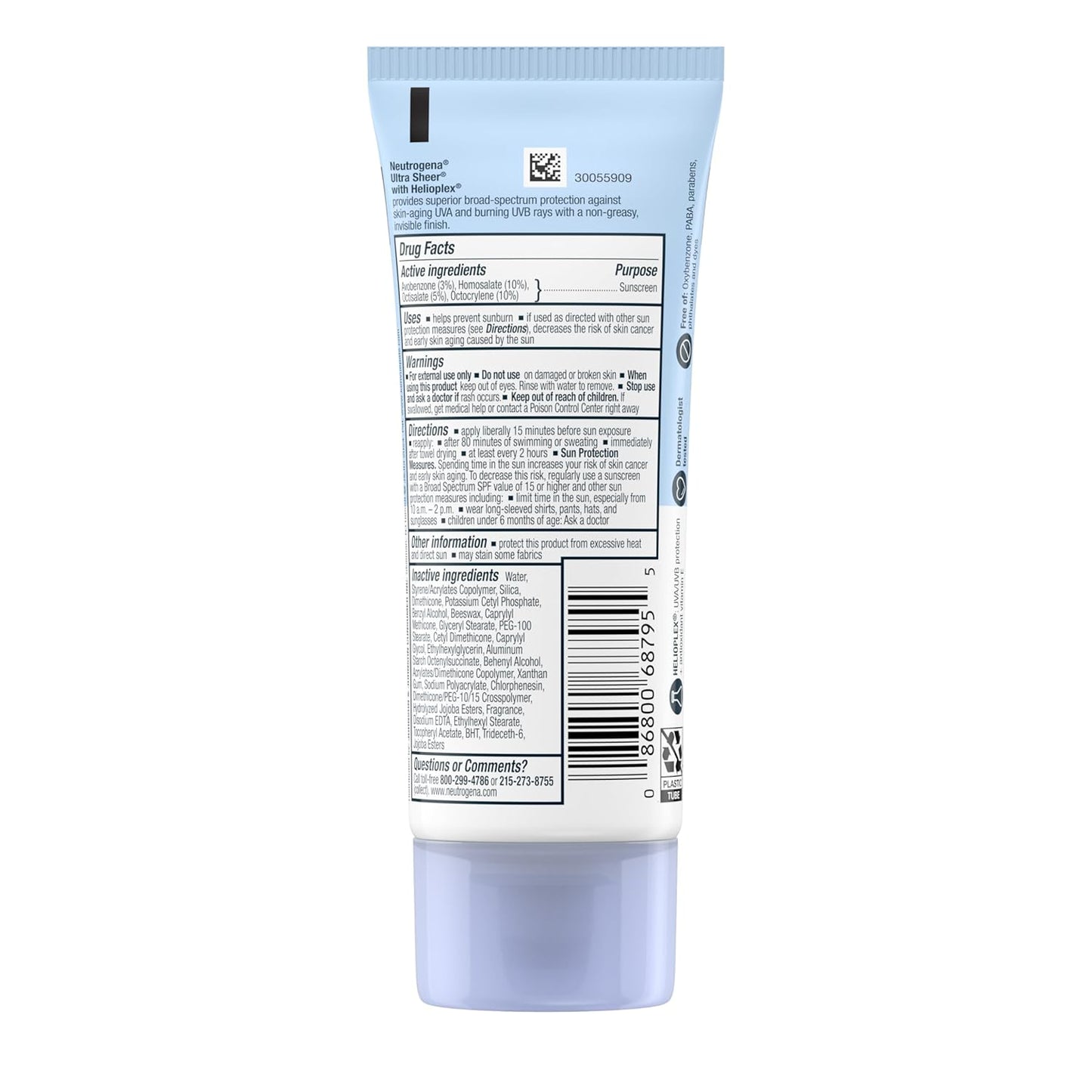 Neutrogena Ultra Sheer Dry-Touch Sunscreen For Face & Body, SPF 45 Broad Spectrum UVA/UVB Protection, Lightweight Water Resistant & Non-Greasy, Travel Size Sunscreen, 3 fl. oz Pack of 3