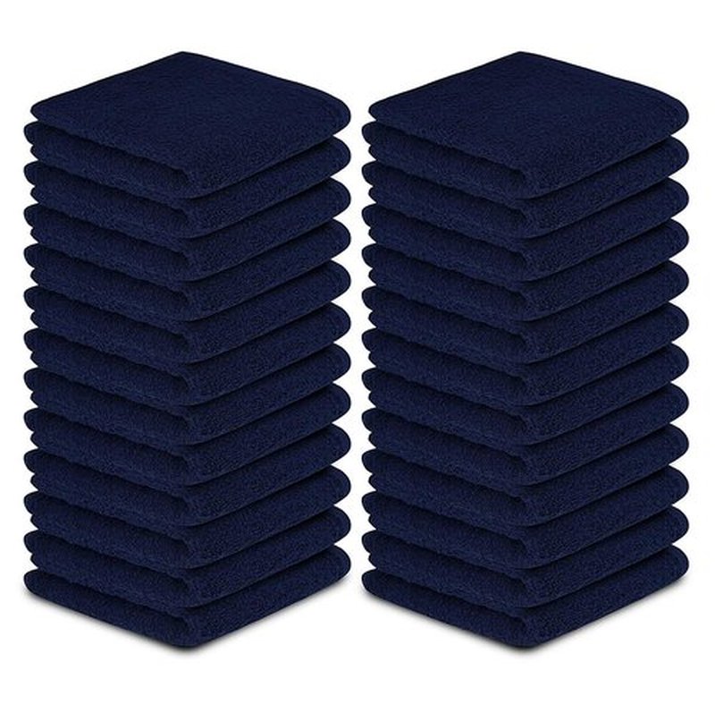 Softolle 100% Cotton Ring Spun Wash Cloths – Bulk Pack of Washcloths – 12x12 Inches – Wash Cloth for Face, Highly Absorbent, Soft and Face Towels (Navy Blue, 24 Pack)