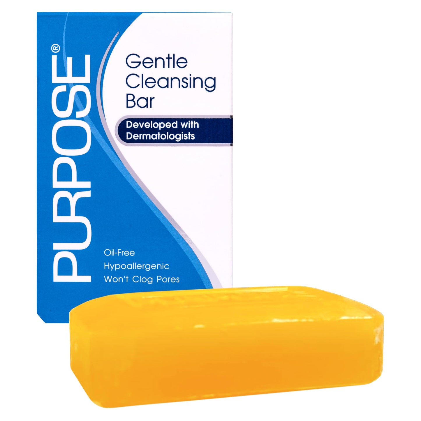 PURPOSE Gentle Cleansing Bar, Developed with Dermatologists, For All Skin Types, For Sensitive & Dry Skin, Oil-free, Hypoallergenic, Sulfate-Free, 6 oz Bar (Pack of 6)