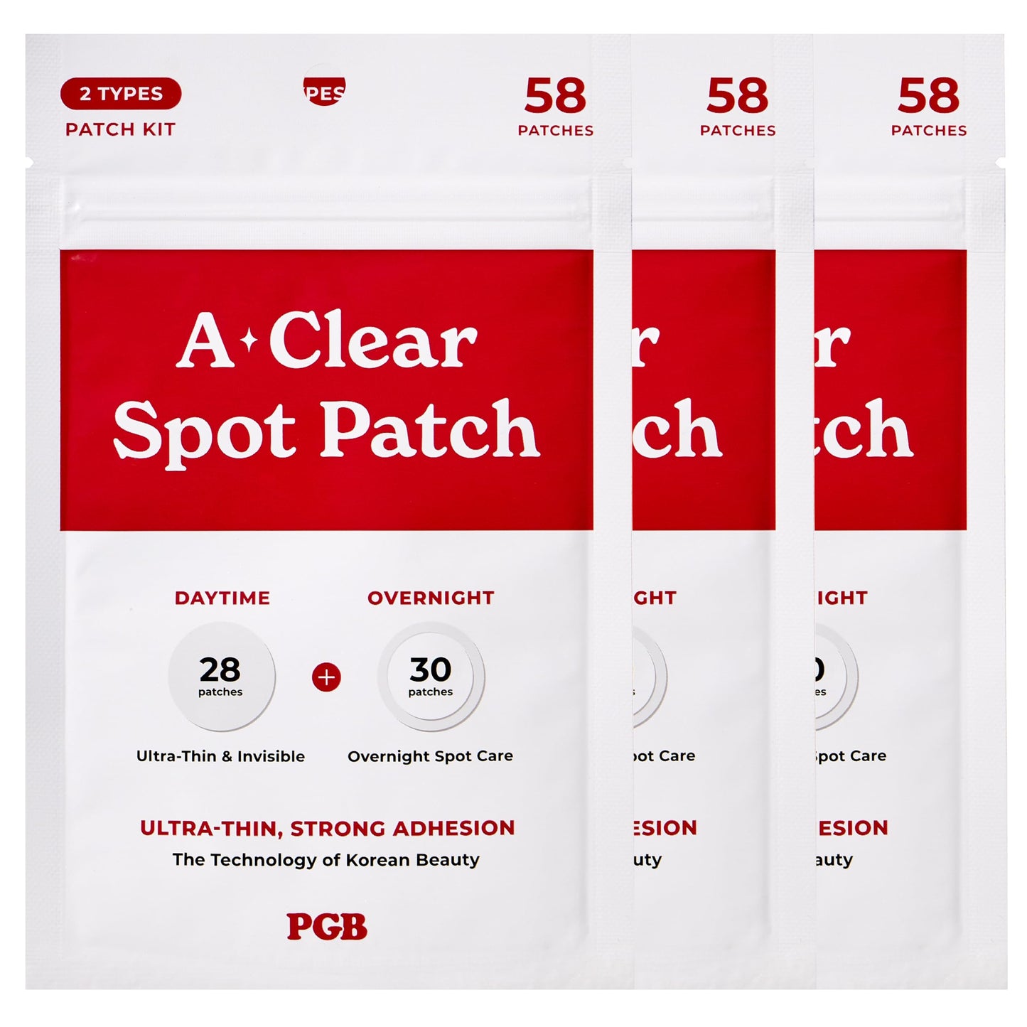 PGB A-CLEAR SPOT Pimple Patches, 3 Sizes – Day & Night Hydrocolloid Acne Patches – Invisible, Absorbs Zits & Blemishes, Korean Skin Care (174 Count)