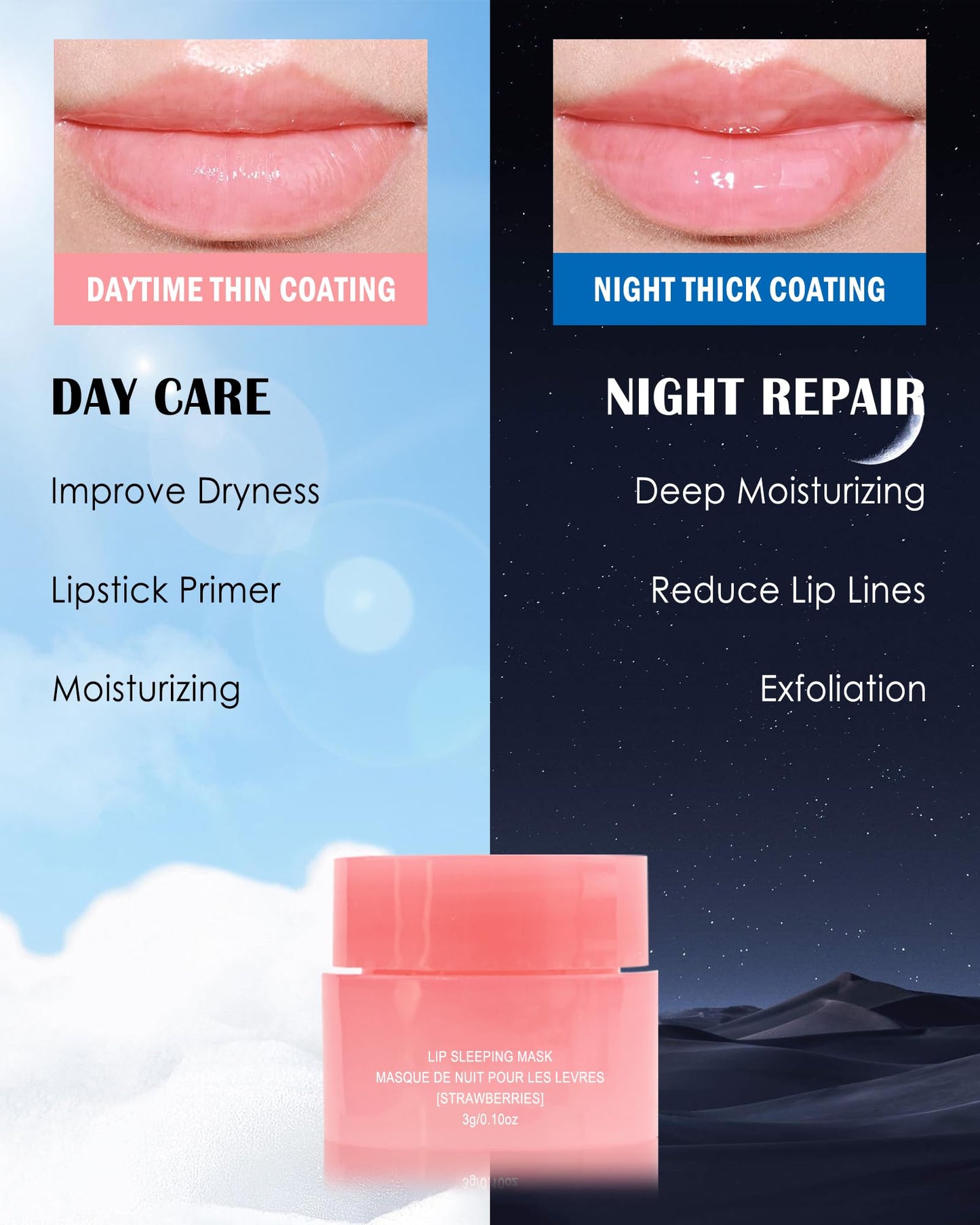 Lip Sleeping Mask Set-5 Pcs Moisturize & Nourish Lip Balm,Repair for Dry Cracked Lips,Deep Hydrating Lip Moisturizer Overnight Lip Balms,Women's Day Treatment Lip Care Gift for Women Men