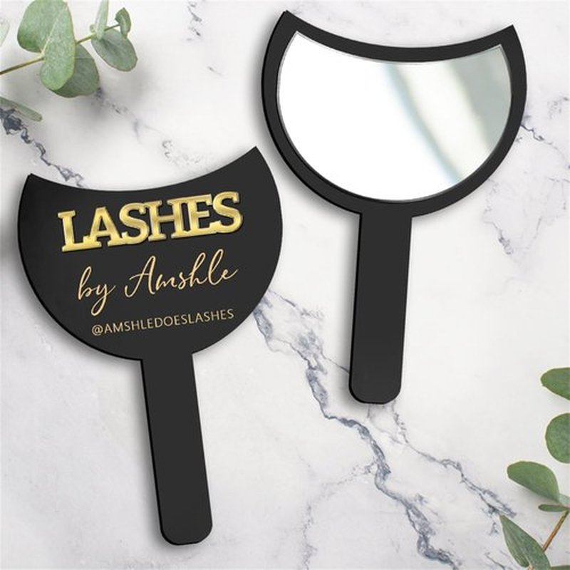 Tammnjo Personalized Name Lash Prop Mirror Custom Eyelash Technician Handheld Mirror Prop Social Media Prop Acrylic Beauty Room Prop Decor Makeup Photo Prop Lash Room Prop Decor Aesthetics Signage
