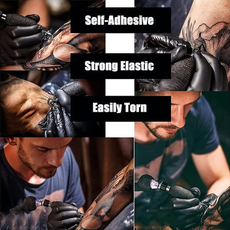 SOTICA 125PCS Tattoo Clip Cord Covers with 6PCS Tattoo Grip Tape - Tattoo Clip Cord Bgas Clip Cord Sleeves with Black Tattoo Grip Wrap Grip Cover Adhesive Tape for Tattoo Supplies
