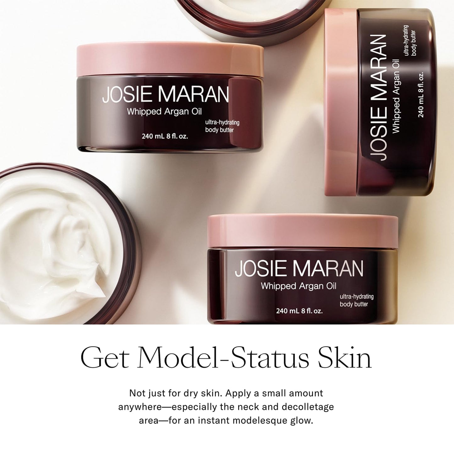 Josie Maran Whipped Body Butter - Hydrate, Soften & Revitalize Skin with Argan Oil, Shea Butter, Avocado Oil & Fatty Acids - Dry Skin Body Moisturizer - Lavender Citrus (8 fl oz / 236 ml)