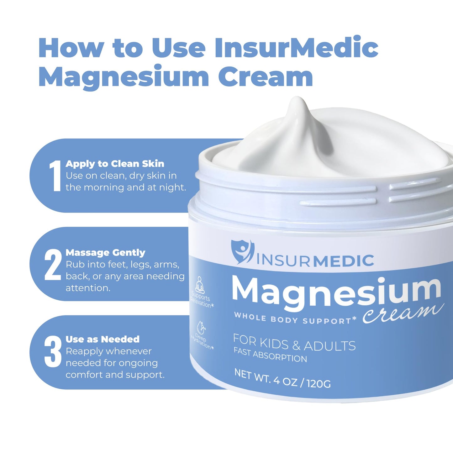 InsurMedic Magnesium Cream - Nerve Muscle Cramps Body Comfort & Bedtime Support - Nighttime Topical Lotion with Lavender - Kids Adults Relaxing Calming Rub for Feet Leg Back