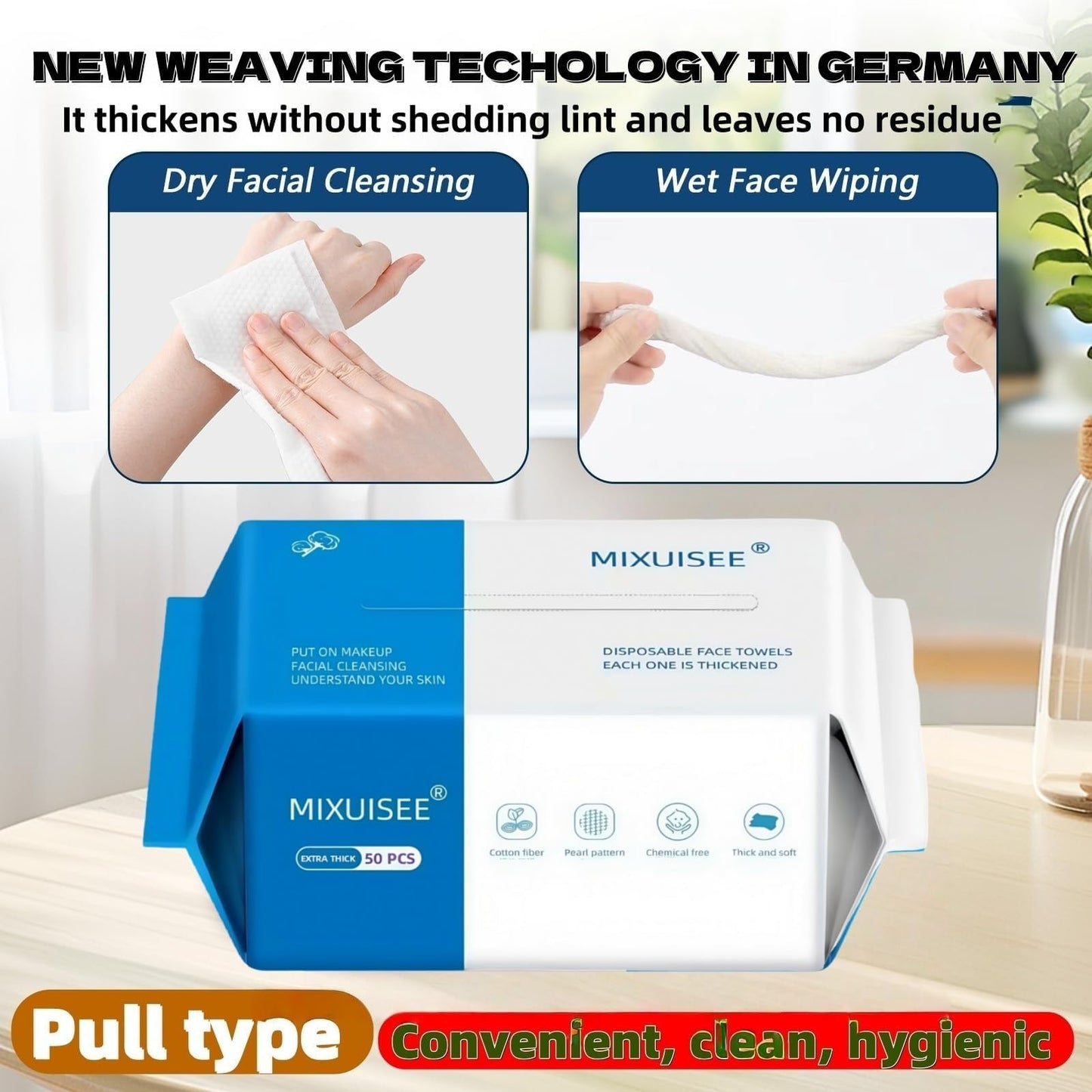 MIXUISEE-thick and soft Face Towels.Disposable face towel.100% Cotton facial cloths.Super thick 150%. Suitable for makeup removal and cleansing.and applicable to sensitive skin(Extra thick 150 pieces)