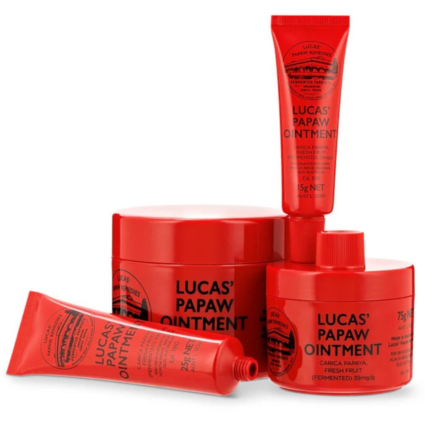 Lucas Papaw Ointment 25g Tubes — 4 Pack — Fermented Papaya Lip and Skin Balm for Dry Lips, Cracked Skin and Everyday Care, Made in Australia