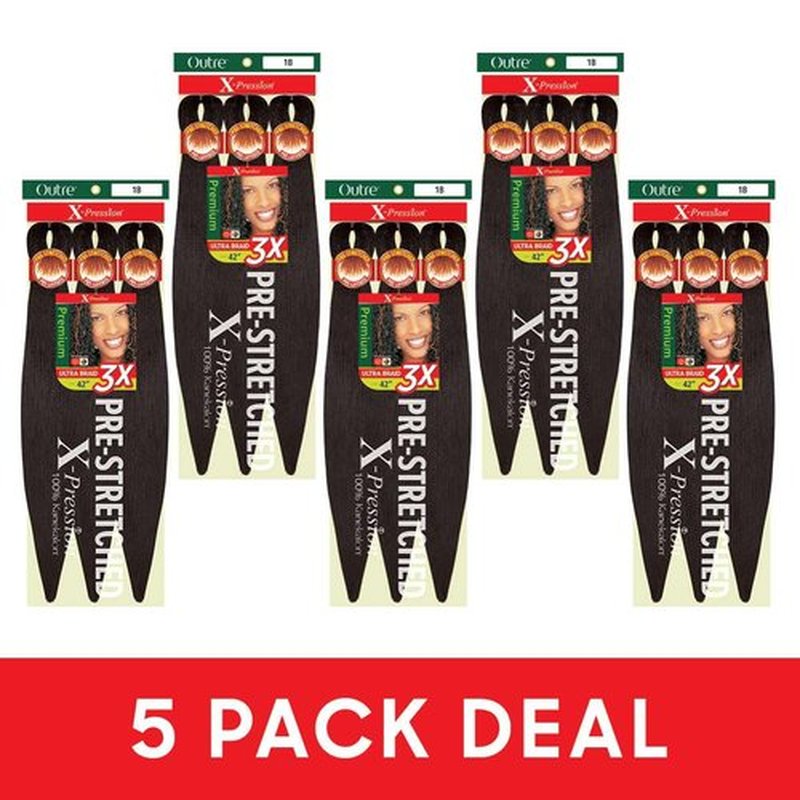 [5 PACK DEAL] Outre X-PRESSION Ultra Braid Pre-streteched Braid 42" 3X (5 Packs, Dragon Fruit)