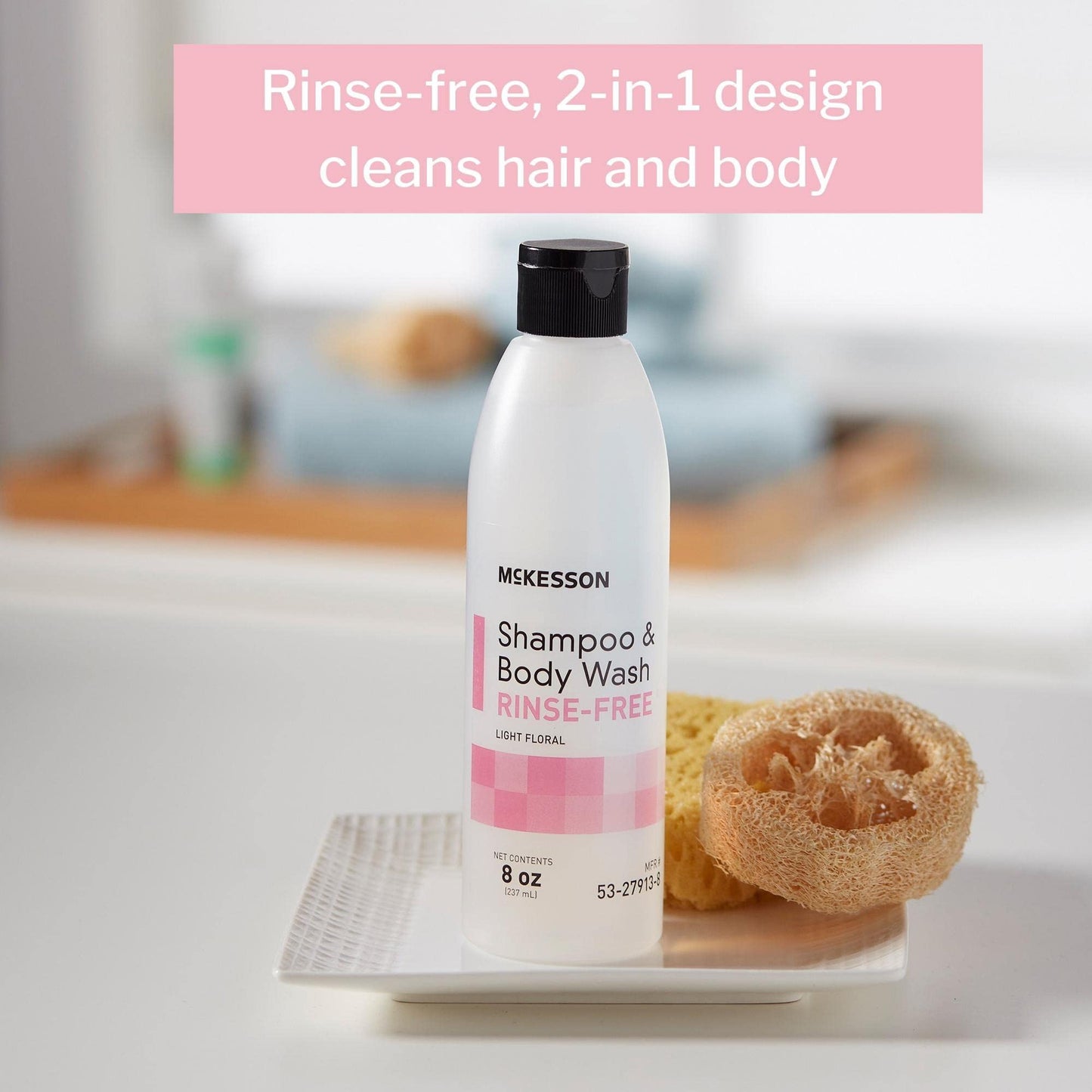 McKesson Shampoo and Body Wash, Rinse-Free, Light Floral, 8 oz, 1 Count